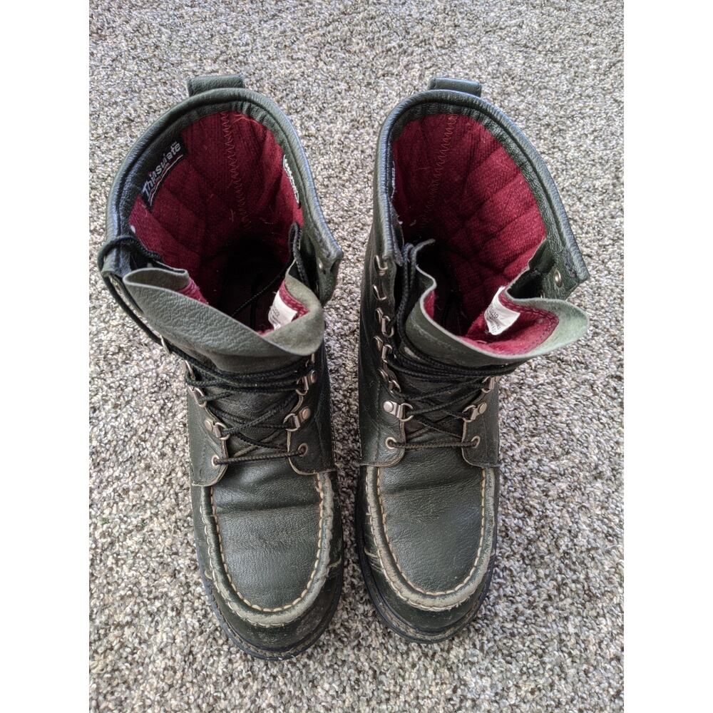 Green Leather Gore-Tex Lined Work Hunting Boots Thinsulate Mens Size 10 D